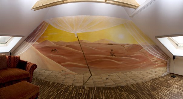 Wandbild Wüste 8mx3m Kooperation Sabrina und Anita